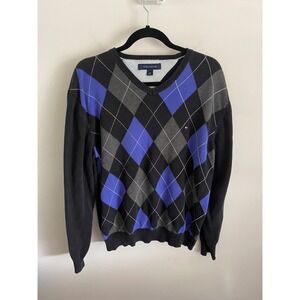 Tommy Hilfiger Men's Argyle Sweater Preppy Academia